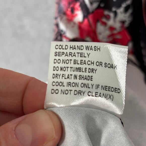 Papillon Dress Small Red Purple Flowy Pockets Jersey Knit Abstract Artsy Print - Picture 10 of 11